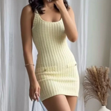 Robe boutonnée stretch jaune