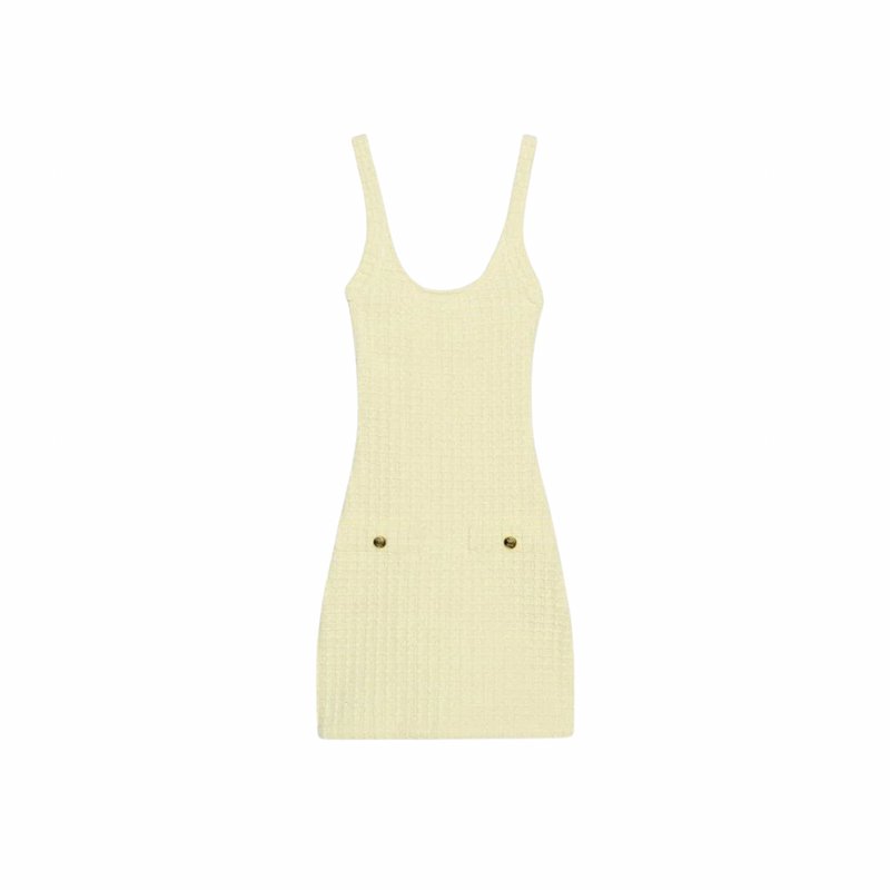 Robe boutonnée stretch jaune